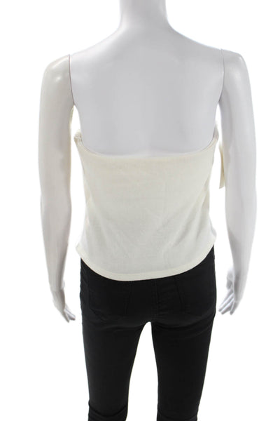 Donni Women White Rayon Cropped Tank Sleeveless Solid Size S