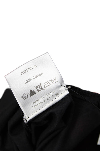 Free In St Barth Women Collared Button-Up Cotton Top Long Sleeve Black Size M