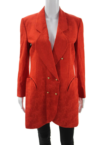 Blaze Milano Women Red Floral Collared Viscose Blazer Button Long Sleeve Size 2