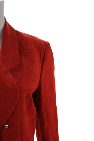 Blaze Milano Women Red Floral Collared Viscose Blazer Button Long Sleeve Size 2