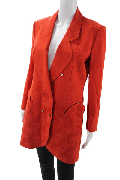 Blaze Milano Women Red Floral Collared Viscose Blazer Button Long Sleeve Size 2