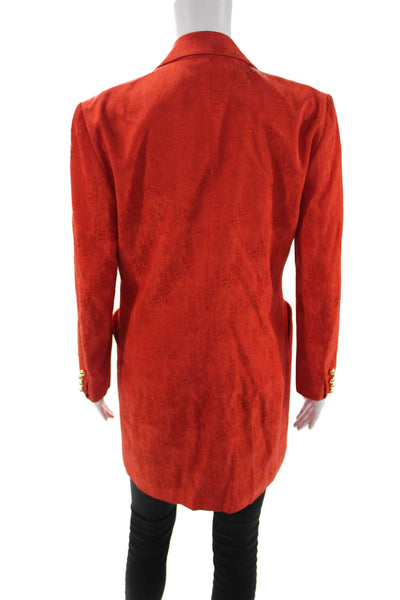 Blaze Milano Women Red Floral Collared Viscose Blazer Button Long Sleeve Size 2