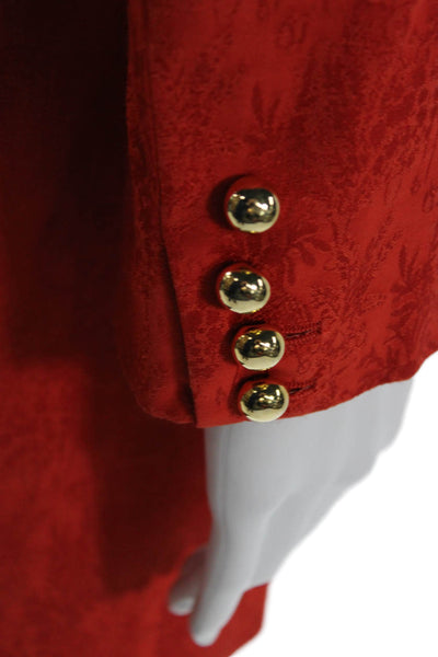 Blaze Milano Women Red Floral Collared Viscose Blazer Button Long Sleeve Size 2