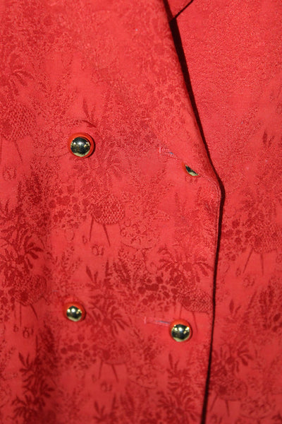 Blaze Milano Women Red Floral Collared Viscose Blazer Button Long Sleeve Size 2