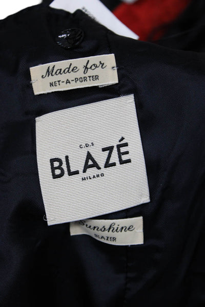 Blaze Milano Women Red Floral Collared Viscose Blazer Button Long Sleeve Size 2