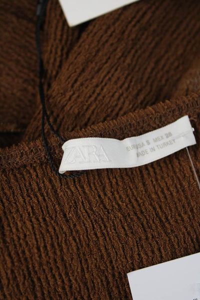 Zara Women Bodycon Maxi Dress Brown Sleeveless Crew Neck Size S