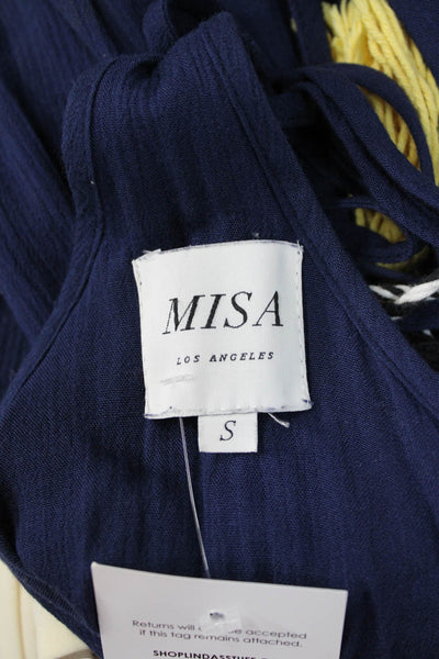 Misa Women Sundress Dark Blue 100% Rayon Sleeveless Mini Size S