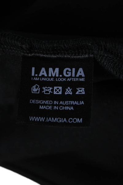 I Am Gia Women Cropped Collared Sleeveless Buckle Black Top 90s Size S