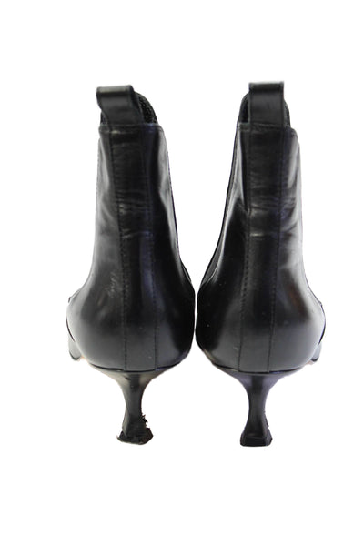 Manolo Blahnik Womens Leather Pointed Toe Ankle Boots Black Size 36.5 6.5