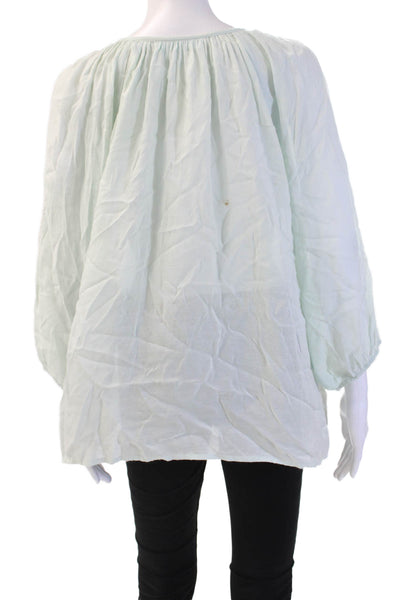 Melissa Odabash Women Tunic Blouse Light Blue Rayon 3/4 Sleeve RoundNeck Size M