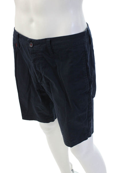 Untuckit Men Dark Blue Chino Shorts Button Closure Cotton Elastane Size 32