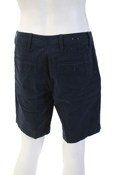 Untuckit Men Dark Blue Chino Shorts Button Closure Cotton Elastane Size 32