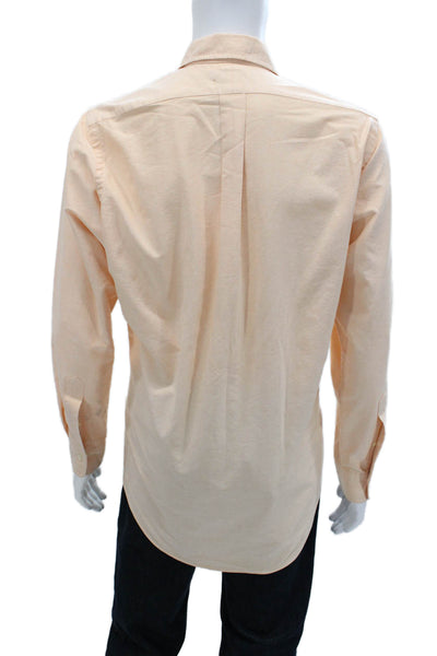 Ralph Lauren Mens Button-Down Collared Long Sleeve Beige Cotton Shirt Size L