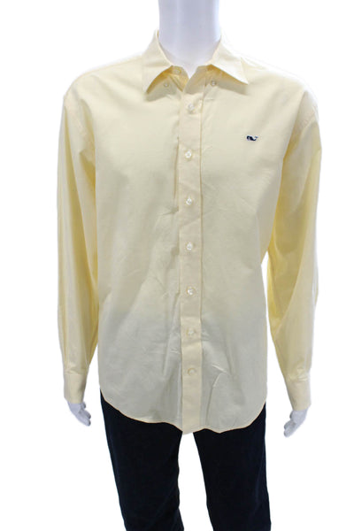 Vineyard Vines Mens Button Down Collared Cotton Long Sleeve Solid Shirt Size L