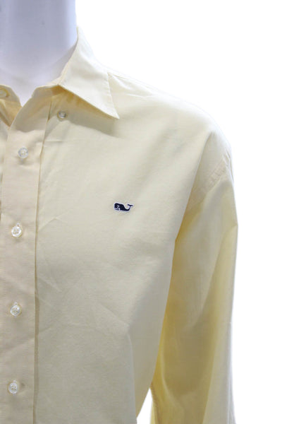 Vineyard Vines Mens Button Down Collared Cotton Long Sleeve Solid Shirt Size L