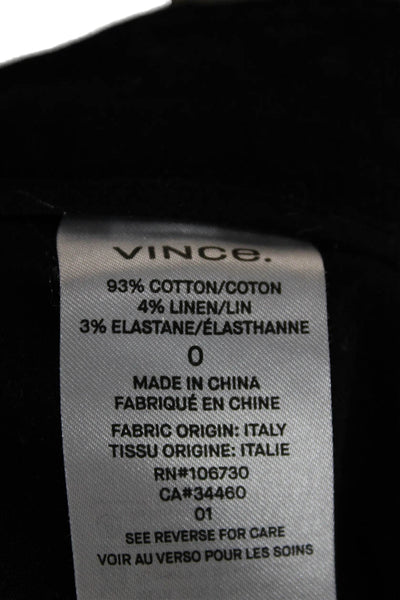 Vince Womens Black Ankle Cropped Dress Pants Cotton Linen Size 0