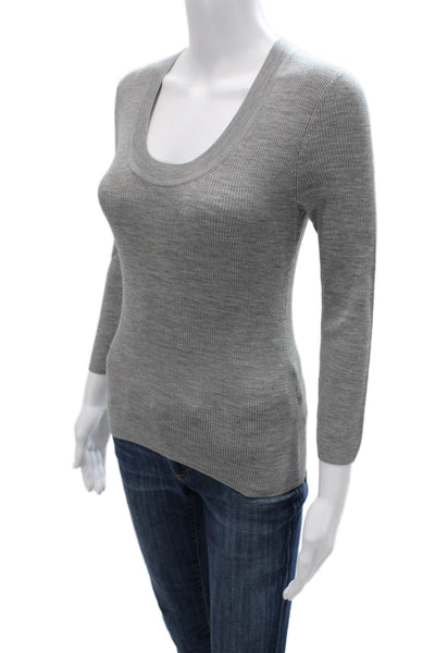 Theory Unisex Pullover Sweater Gray Round Neck 3/4 Sleeve Wool Size PP