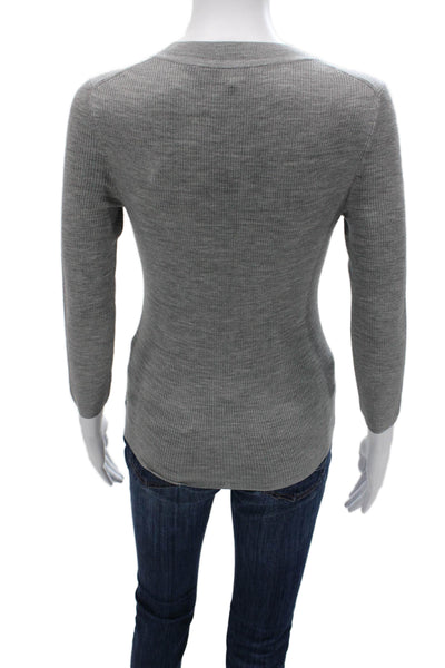 Theory Unisex Pullover Sweater Gray Round Neck 3/4 Sleeve Wool Size PP