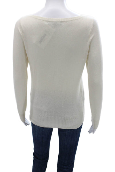 Neiman Marcus Women White Baby Alpaca Pullover Sweater Long Sleeve Size S