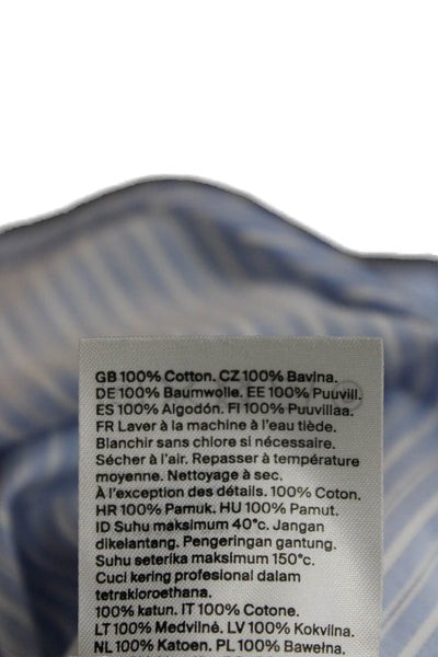 COS Unisex Light Blue Striped Point Collar Long Sleeve Button-Up Cotton Size 2