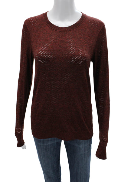 Lululemon Women Basic Crew Neck Long Sleeve Nylon Blend T-Shirt Brown Size S