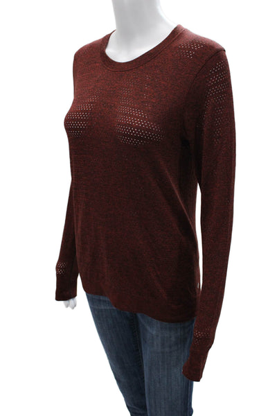 Lululemon Women Basic Crew Neck Long Sleeve Nylon Blend T-Shirt Brown Size S