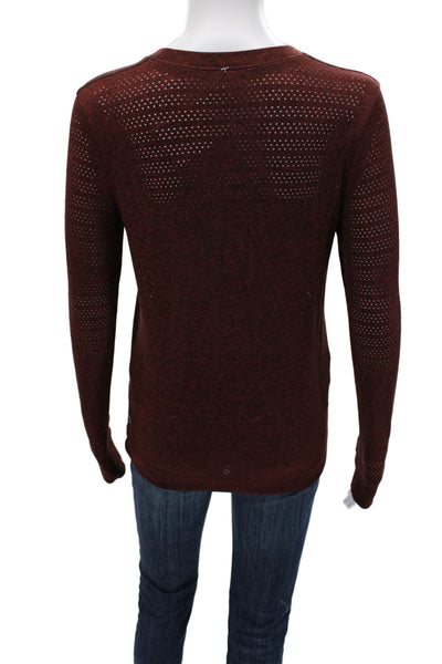 Lululemon Women Basic Crew Neck Long Sleeve Nylon Blend T-Shirt Brown Size S