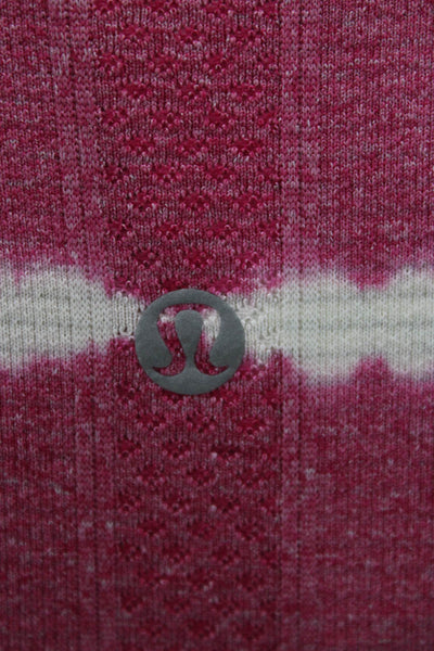 Lululemon Women Pink Striped Short Sleeve Crew T-Shirt Size 2