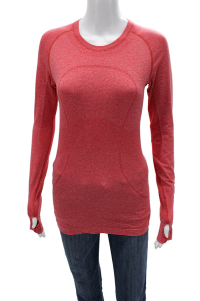 Lululemon Women Basic Long Sleeve Crew Neck Nylon Blend Red Size S