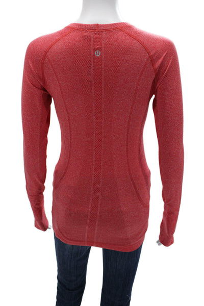 Lululemon Women Basic Long Sleeve Crew Neck Nylon Blend Red Size S