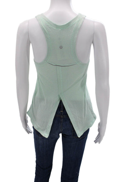 Lululemon Womens High Neck Striped Nylon Blend Tank Light Blue Size S