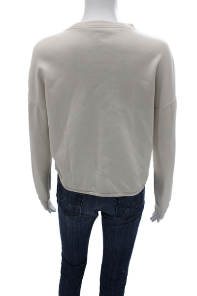 Nike Womens Pullover Sweatshirt Beige Zip Crew Neck Long Sleeve Size S