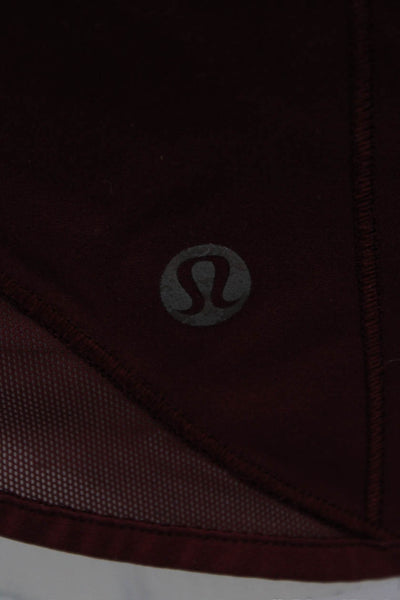 Lululemon Womens Sweat Shorts Red Poly Spandex Drawstring Size 2