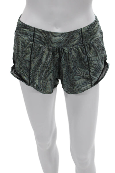 Lululemon Women Black Striped Poly Spandex Blend Shorts Size XS