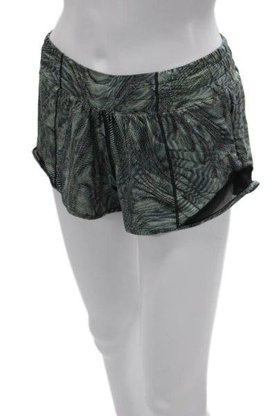 Lululemon Women Black Striped Poly Spandex Blend Shorts Size XS