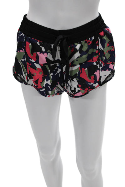 Lululemon Womens Black Camo Drawstring Poly Spandex Shorts Size 8
