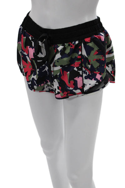 Lululemon Womens Black Camo Drawstring Poly Spandex Shorts Size 8