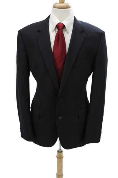 Boss Hugo Boss Men Dark Blue Virgin Wool Suit Jacket Button Solid Size 46