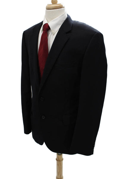 Boss Hugo Boss Men Dark Blue Virgin Wool Suit Jacket Button Solid Size 46