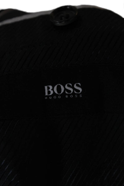 Boss Hugo Boss Men Dark Blue Virgin Wool Suit Jacket Button Solid Size 46