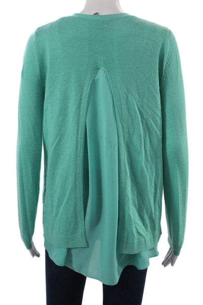 Neiman Marcus Women Cardigan Sweater Green V Neck Long Sleeve Size S