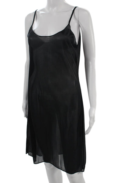 Elie Tahari Women Shift Slip Dress Black 3/4 Sleeve Button Size 8