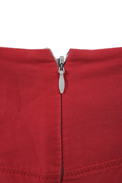 Tahari Women Maxi Sundress Red Cotton V-Neck Sleeveless Zip Beach Size 12