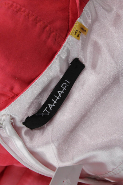 Tahari Women Maxi Sundress Red Cotton V-Neck Sleeveless Zip Beach Size 12