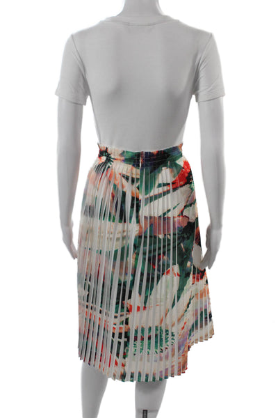 Nicole Miller Women Green Floral Pleated Midi Skirt Size 12
