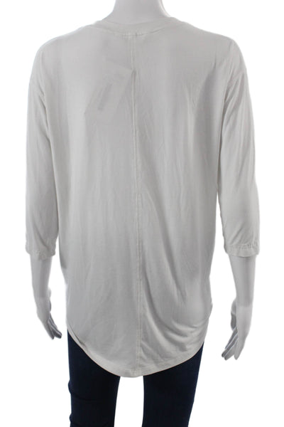 Athleta Womens V-Neck White Tunic 3/4 Sleeve Cotton Elastane Blend Size XS