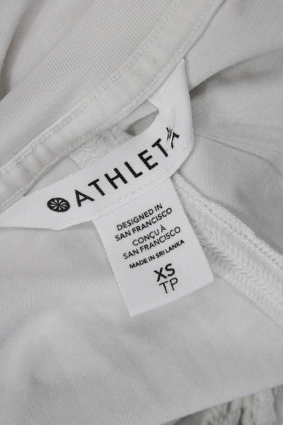 Athleta Womens V-Neck White Tunic 3/4 Sleeve Cotton Elastane Blend Size XS