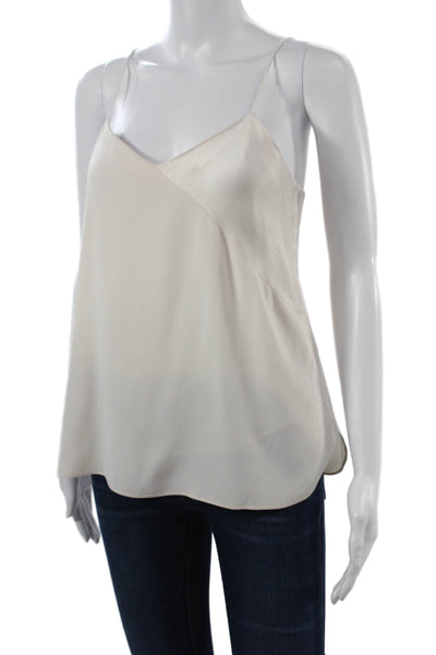 Tibi Womens Beige Silk Blend V Neck Sleeveless Basic Camisole Size 2