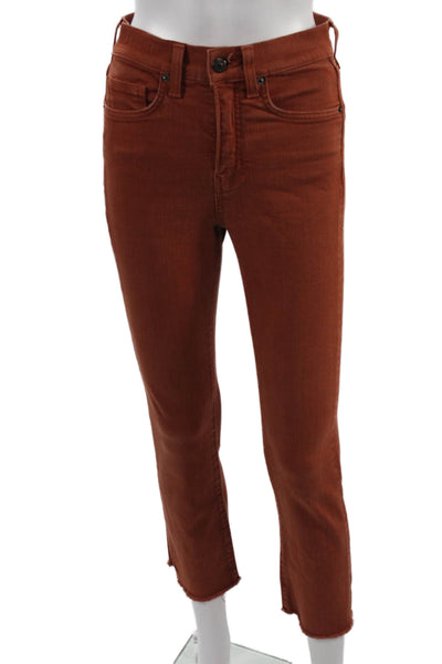 Veronica Beard Women Cropped Flared Jeans Brown High Rise Size 25