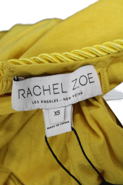 Rachel Zoe Women Yellow Trapeze Mini Dress 3/4 Sleeve Silk Blend Size XS